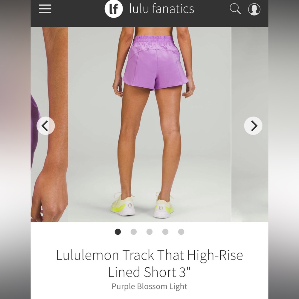 Lululemon track that 3” short purple blossom NWOT